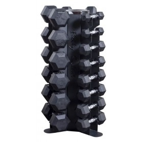 Body Solid Hexagon dumbbell set 2-22.5kg incl. vertical round stand (GDR80/HEXRU) Dumbbell and barbell sets - 1