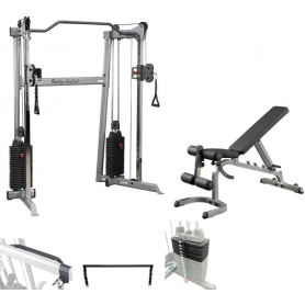 Body Solid Functional Trainer GDCC200 with accessory rack, bar, additional weight 2x22.5kg and training bench Functional