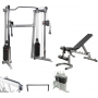 Body Solid Functional Trainer GDCC200 avec rack d'accessoires, barre, poids supplémentaire 2x22,5kg et banc d'entraînement