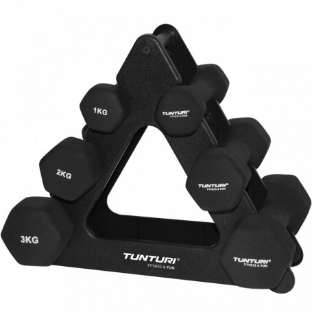 Tunturi neoprene dumbbell set with stand (14TUSCL107) Dumbbells and barbells - 1