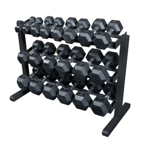 Body Solid Hexagon dumbbell set 2-22.5kg incl. dumbbell rack narrow Dumbbell and barbell sets - 1