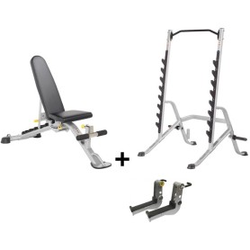 Set offer - Hoist Fitness training bench HF-5165 and squat rack including 2 safety racks (HF-5970/HF-OPT-5000-04) Trainin